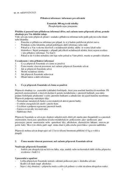 Příbalový leták (SUKL) - Essentiale 300mg 90 tvrdých tobolek