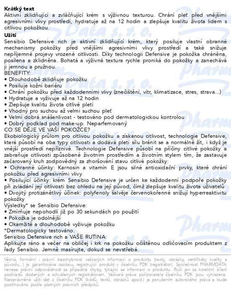 Příbalový leták - BIODERMA Sensibio Defensive Rich 40ml
