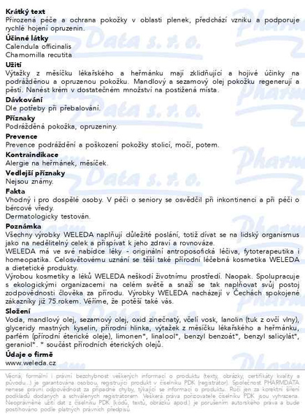 Příbalový leták - WELEDA Měsíčkový kojenecký krém na opruzeniny 75ml