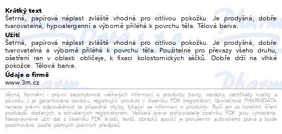Příbalový leták - 3M Micropore papírová náplast tělová 2.5mx9.1m 12ks