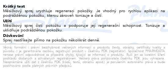 Příbalový leták - WELEDA Měsíčkový sprej 30ml