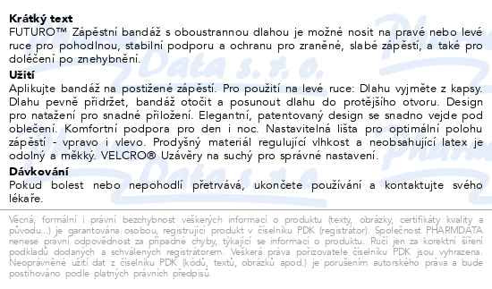 Příbalový leták - 3M FUTURO Zápěstní bandáž s oboustrannou dlahou 47855DABI velikost L