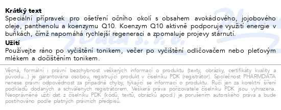 Příbalový leták - RYOR Oční krém Koenzym Q10 30ml