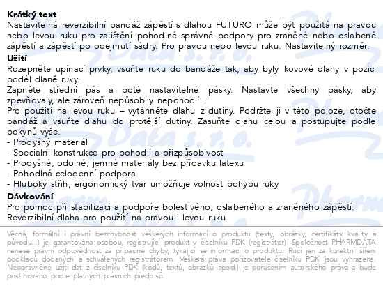 Příbalový leták - 3M FUTURO Zápěstní bandáž reverzibilní s dlahou
