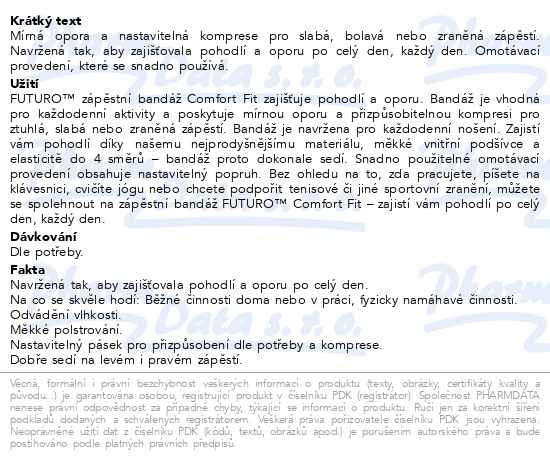 Příbalový leták - 3M FUTURO Bandáž zápěstní nastavitelná Comfort Fit