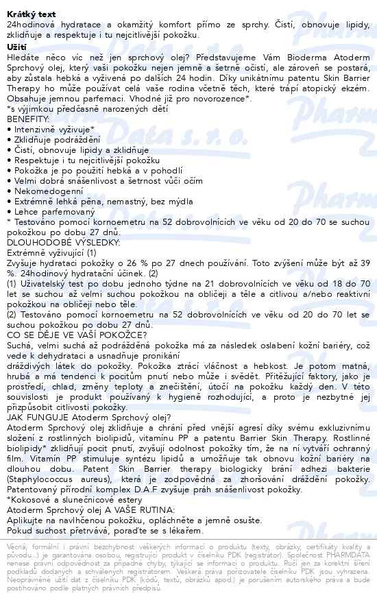 Příbalový leták - BIODERMA Atoderm sprchový olej 200ml