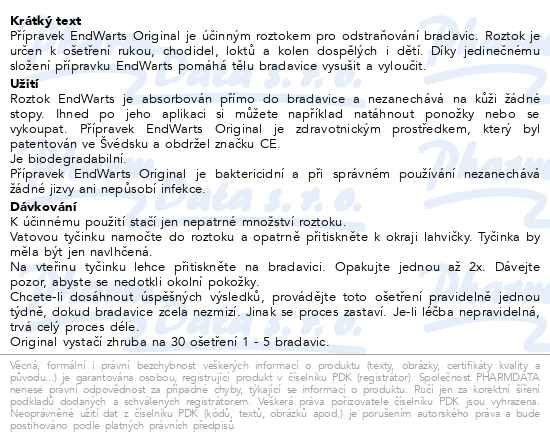 Příbalový leták - EndWarts ORIGINAL 5ml roztok k odstranění bradavic