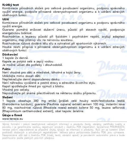 Příbalový leták - TEREZIA Energizer 60 kapslí