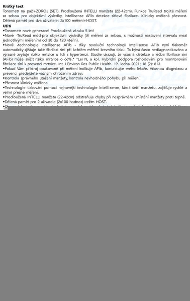Příbalový leták - Tonometr OMRON M6 Comfort AFib pažní+síťový zdroj