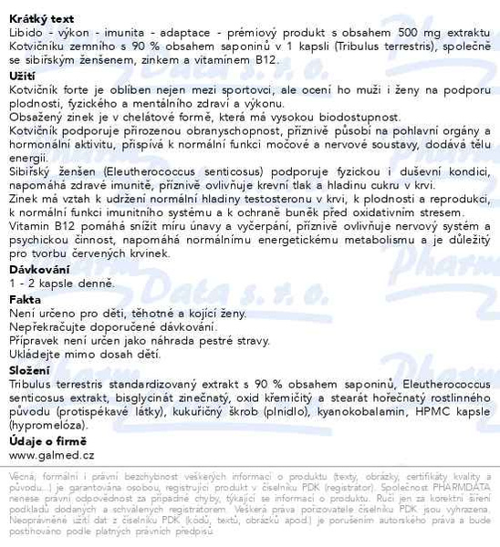 Příbalový leták - Kotvičník forte Galmed cps 60+30
