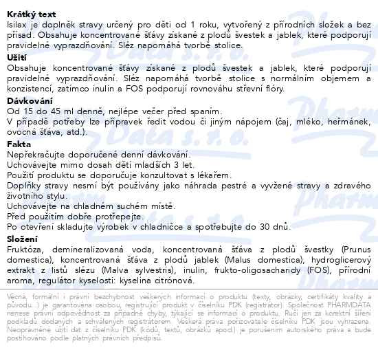 Příbalový leták - Isilax 1R+ 200ml Pharmalife