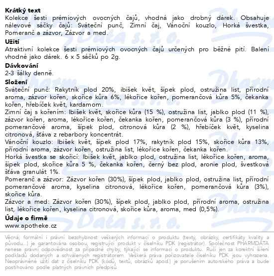 Příbalový leták - Apotheke kolekce prém.čajů Zimní kouzlo 30x2g