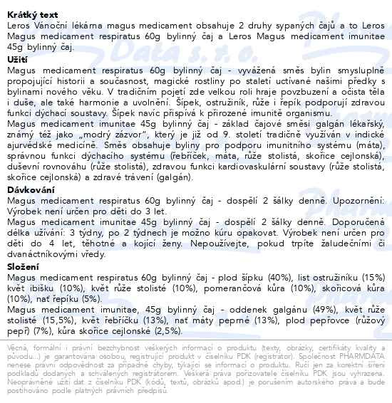 Příbalový leták - LEROS Vánoční lékárna Magus medicament