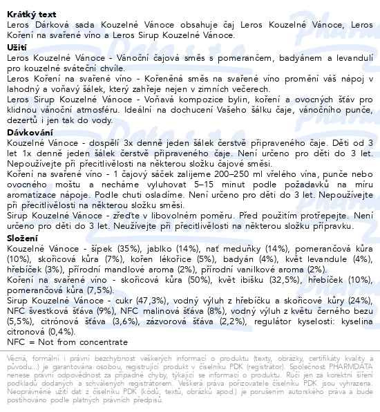Příbalový leták - LEROS Dárková sada kouzelné Vánoce
