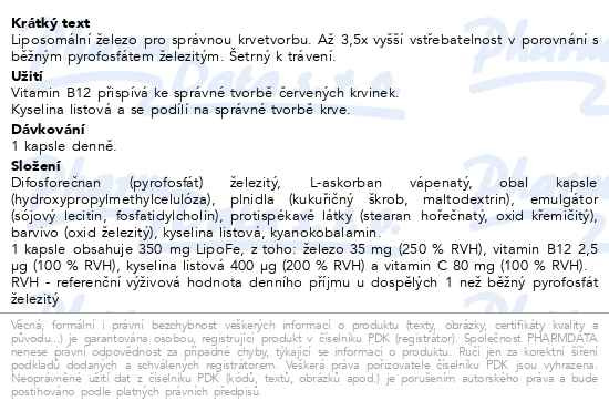 Příbalový leták - GS Železo Lipo Fe 30 kapslí