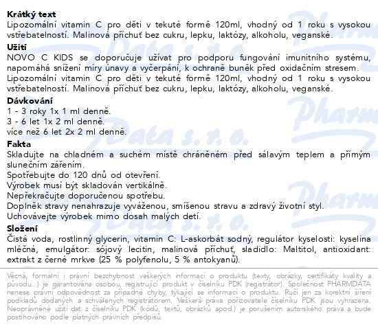 Příbalový leták - Novo C Kids lipozomální tekutý vit.C 120ml 1r+