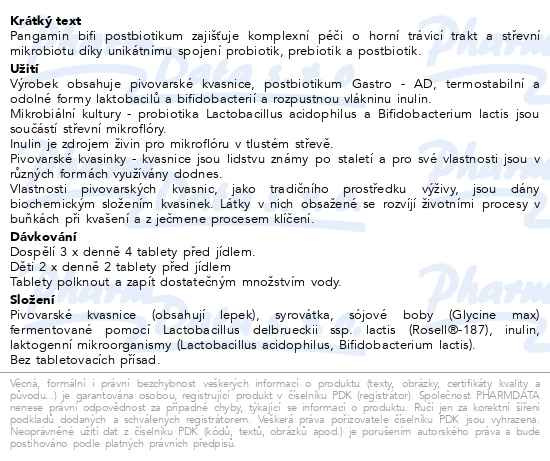 Příbalový leták - Pangamin bifi postbiotikum tbl.200