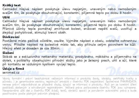 Příbalový leták - CALMADOL 6 náplastí s hřejivým účinkem