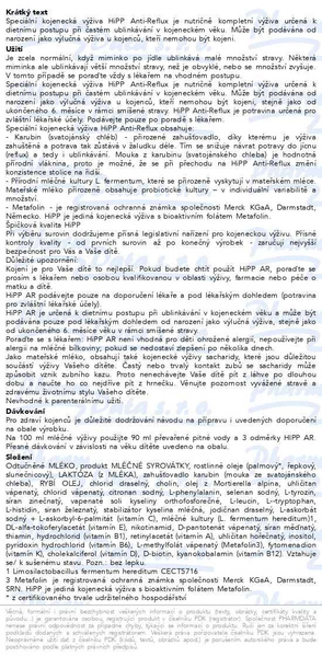 Příbalový leták - HiPP MLÉKO Anti-Reflux speciální kojenecká výživa 600g