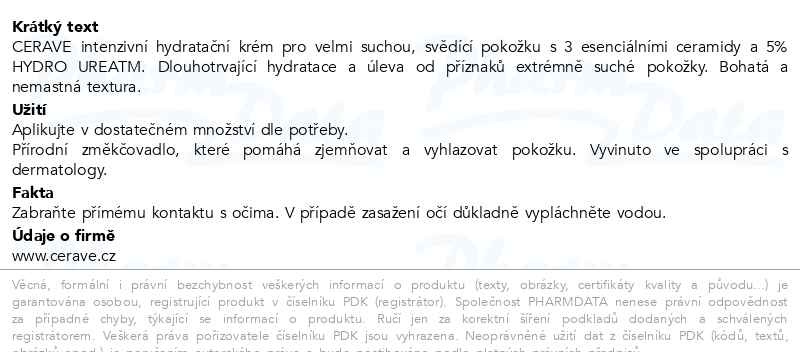 Příbalový leták - CeraVe Intenzivní hydratační krém 340g