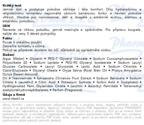 Příbalový leták - RILASTIL Xerolact čisticí olej na obl.&tělo 1000ml