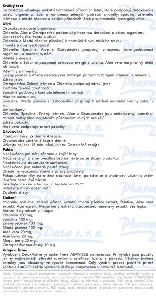 Příbalový leták - ADVANCE DetoxActive 120 kapslí