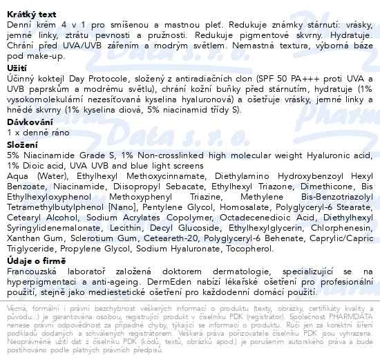 Příbalový leták - DERMEDEN Day Cream Combination To Oily Skin 4in1 50ml