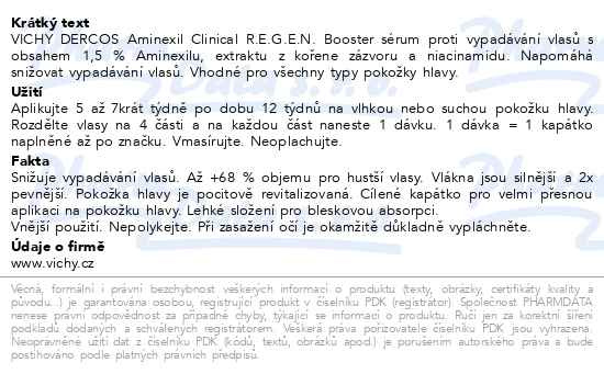 Příbalový leták - VICHY DERCOS Aminexil R.E.G.E.N. booster 90ml