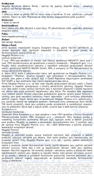 Příbalový leták - Megafyt Bylinková lékárna Šalvěj 20x1.5g