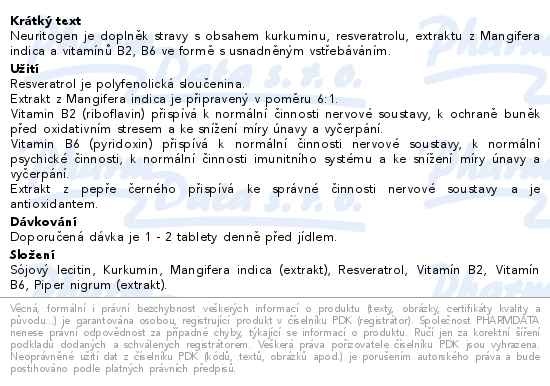 Příbalový leták - Neuritogen 30 tablet