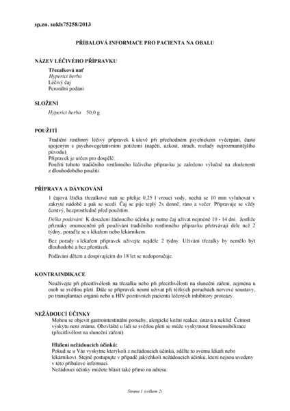 Příbalový leták (SUKL) - Megafyt Třezalková nať 50g