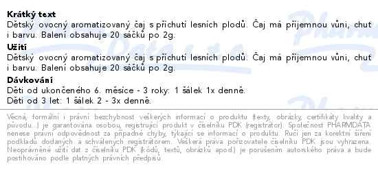 Příbalový leták - Megafyt Dětský čaj Lesní plody 20x2g