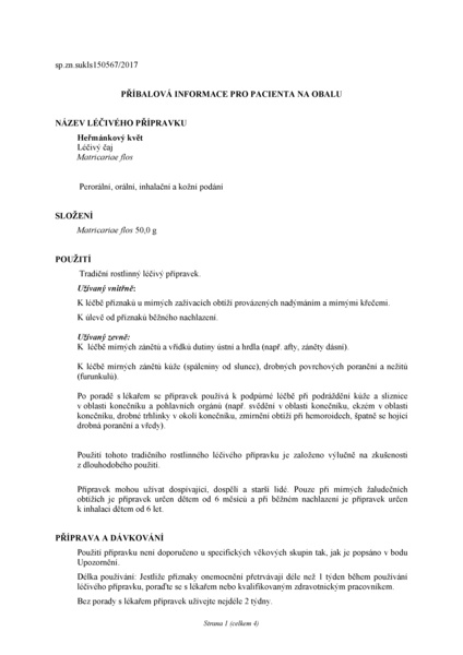 Příbalový leták (SUKL) - Megafyt Heřmánkový květ 50g