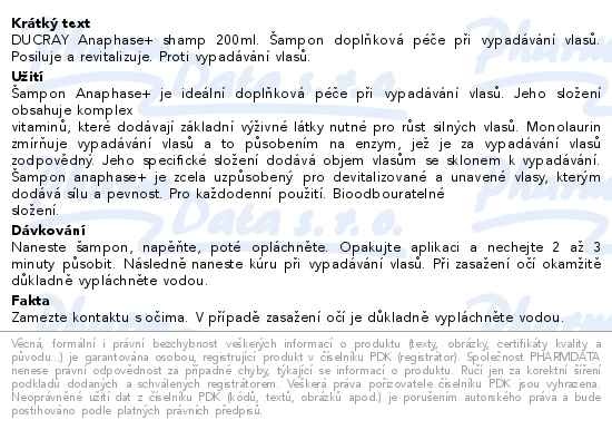 Příbalový leták - DUCRAY Anaphase šampon-vypadávání vlasů 200ml