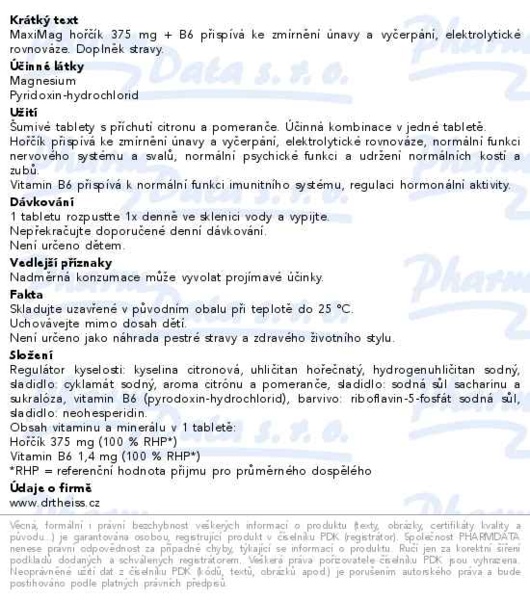 Příbalový leták - MaxiMag Hořčík 375mg+B6 20 šumivých tablet