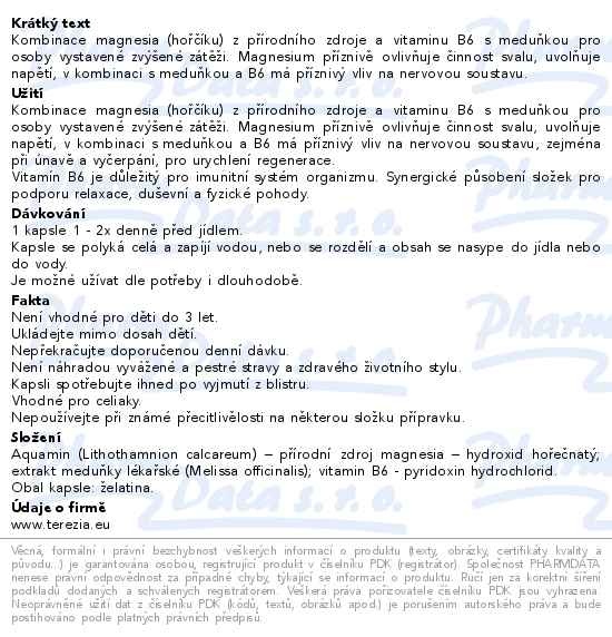 Příbalový leták - TEREZIA Magnesium+vitamin B6 a meduňka cps.120