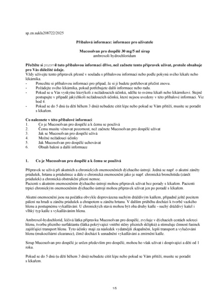 Příbalový leták (SUKL) - Mucosolvan pro dospělé 30mg/5ml sirup 200ml