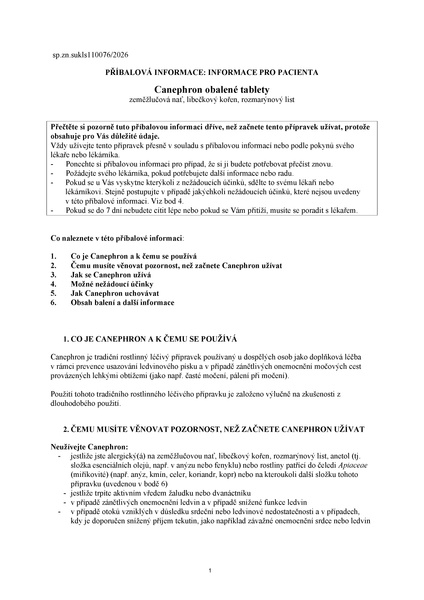 Příbalový leták (SUKL) - Canephron 60 obalených tablet