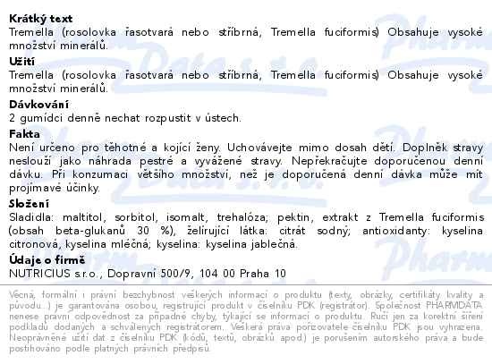 Příbalový leták - Tremella 500mg gummies 60ks