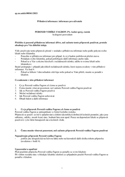Příbalový leták (SUKL) - Peroxid vodíku Fagron 3% drm.spr.sol.100g