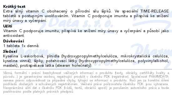 Příbalový leták - GS Vitamin C 1000mg se šípky XXL 120+30 kapslí