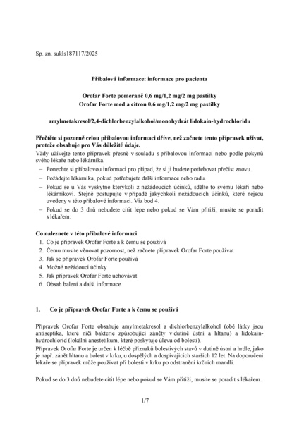Příbalový leták (SUKL) - Orofar Forte Med a Citron 0,6 mg/1,2 mg/2 mg  24 pastilek