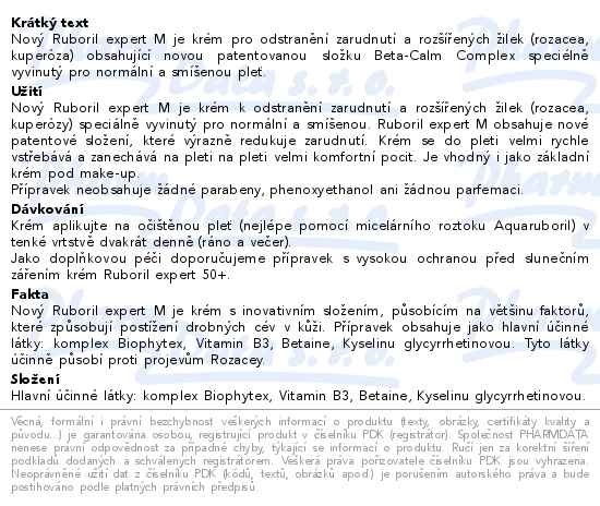 Příbalový leták - ISISPHARMA Ruboril Expert M krém 40ml