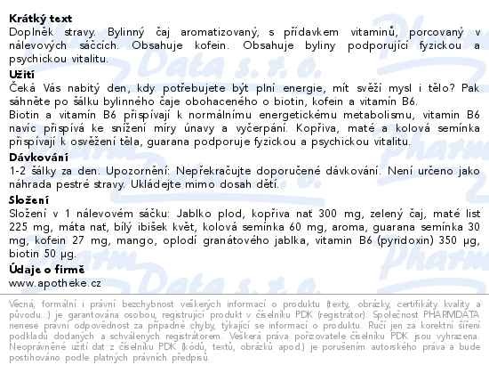 Příbalový leták - Apotheke Energie bylinný čaj biotin&kofein 20x1.5g