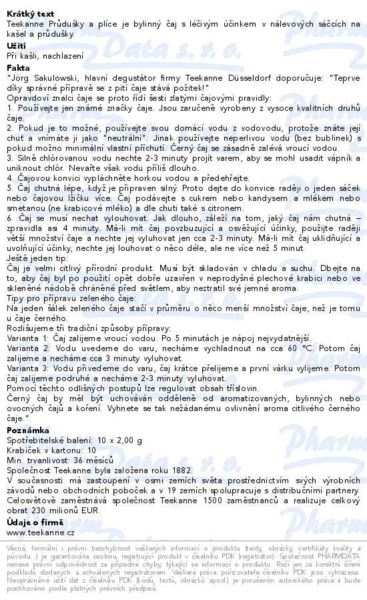 Příbalový leták - TEEKANNE Průdušky a plíce bylinný čaj 10x2g