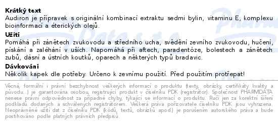 Příbalový leták - Audiron bylinný extrakt 30 ml