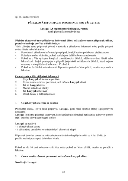 Příbalový leták (SUKL) - Laxygal, perorální kapky, roztok 25 ml