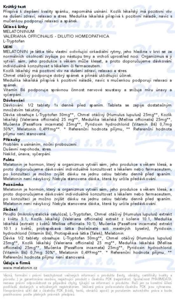 Příbalový leták - Melatonin Forte Herbal 100+50 tablet