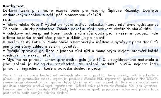 Příbalový leták - Nivea Love Rose Touch Dárková sada