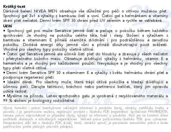 Příbalový leták - Nivea Men Feel Nurtured Dárková sada
